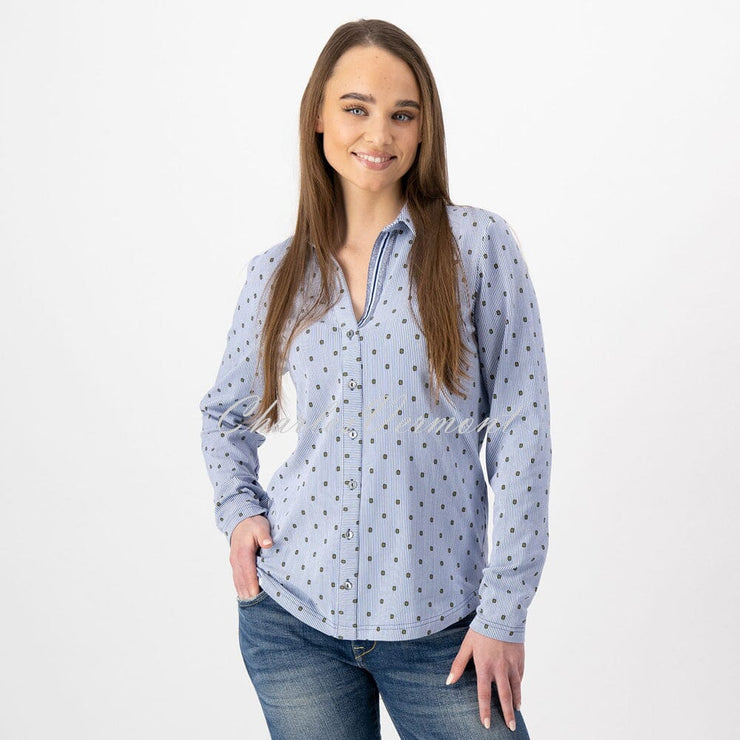 Just White Long Sleeve Printed Blouse – Style J1203