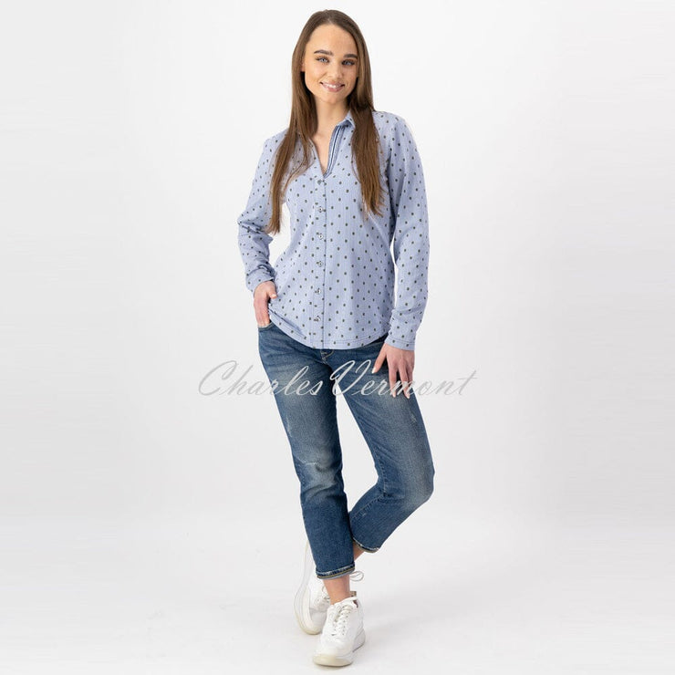 Just White Long Sleeve Printed Blouse – Style J1203