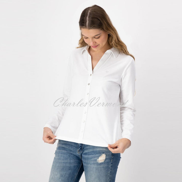 Just White Long Sleeve Blouse – Style J1303-010 (White)