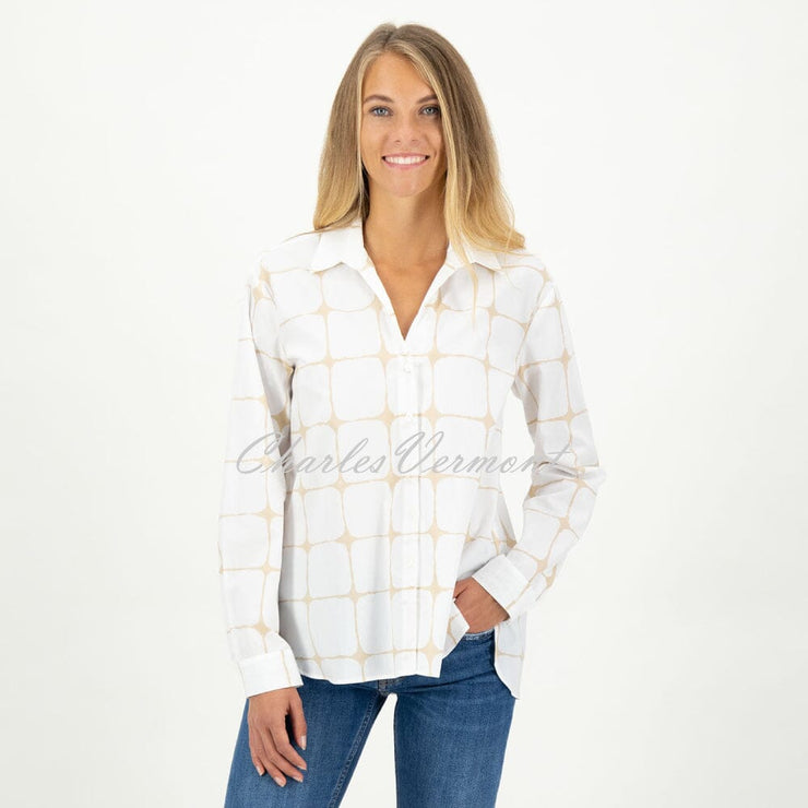 Just White Blouse - Style N1798 (White / Beige)