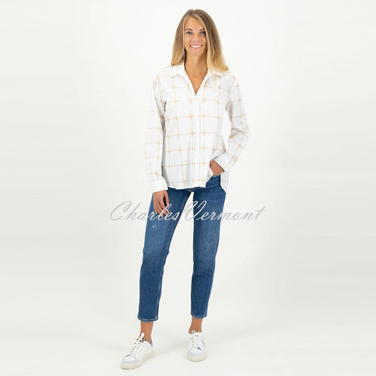Just White Blouse - Style N1798 (White / Beige)