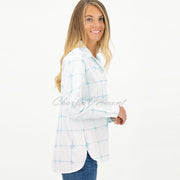 Just White Blouse - Style N1798 (White / Light Blue)