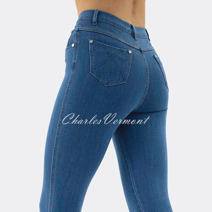 Marble Cropped Leg Skinny Jean – Style 2406-184 (Mid Denim Blue)
