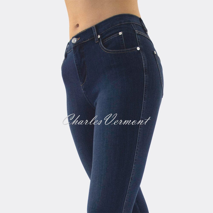 Marble Mid-Calf Cropped Leg Skinny Jean – Style 2410-183 (Dark Denim Blue)