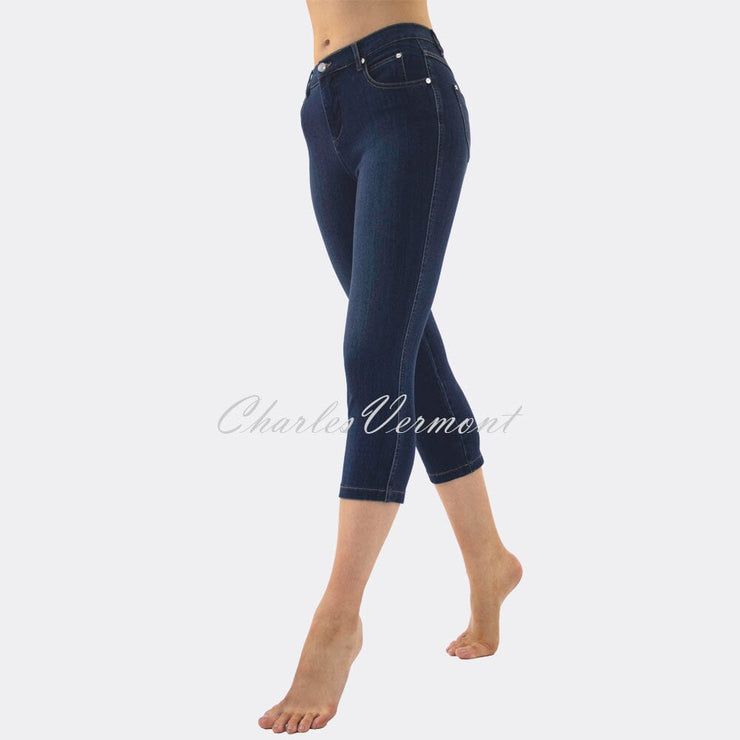 Marble Mid-Calf Cropped Leg Skinny Jean – Style 2410-183 (Dark Denim Blue)
