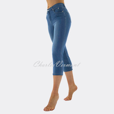 Marble Mid-Calf Cropped Leg Skinny Jean – Style 2410-184 (Mid Denim Blue)