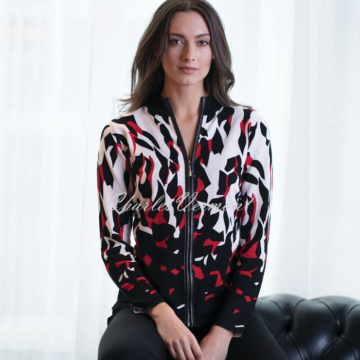 Marble Cardigan – Style 5398-109 (Black / Ivory / Red)