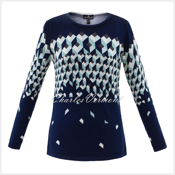 Marble Sweater – Style 5792-188 (Navy / Ice Green / White)