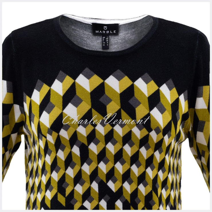 Marble Sweater - Style 5792-189 (Black / Chartreuse)