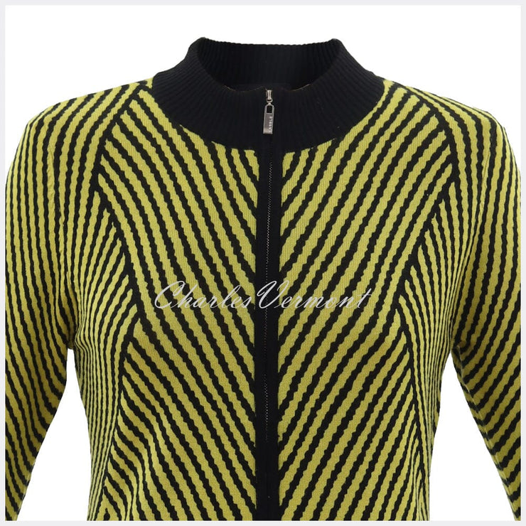 Marble Zip Cardigan - Style 5796-189 (Chartreuse / Black)