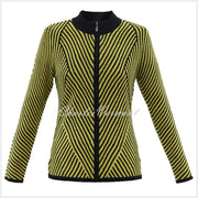 Marble Zip Cardigan - Style 5796-189 (Chartreuse / Black)