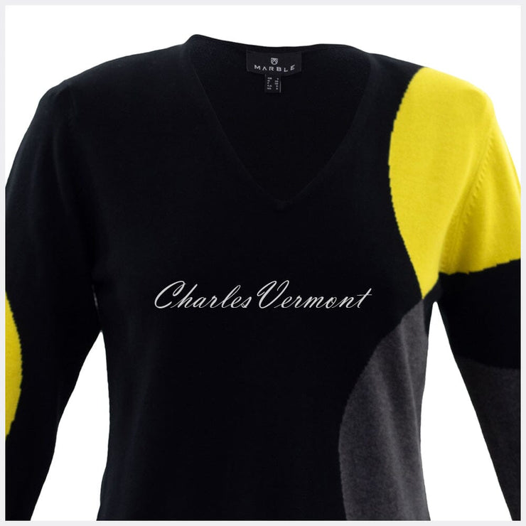 Marble Sweater – Style 5871-189 (Black / Charcoal / Chartreuse)