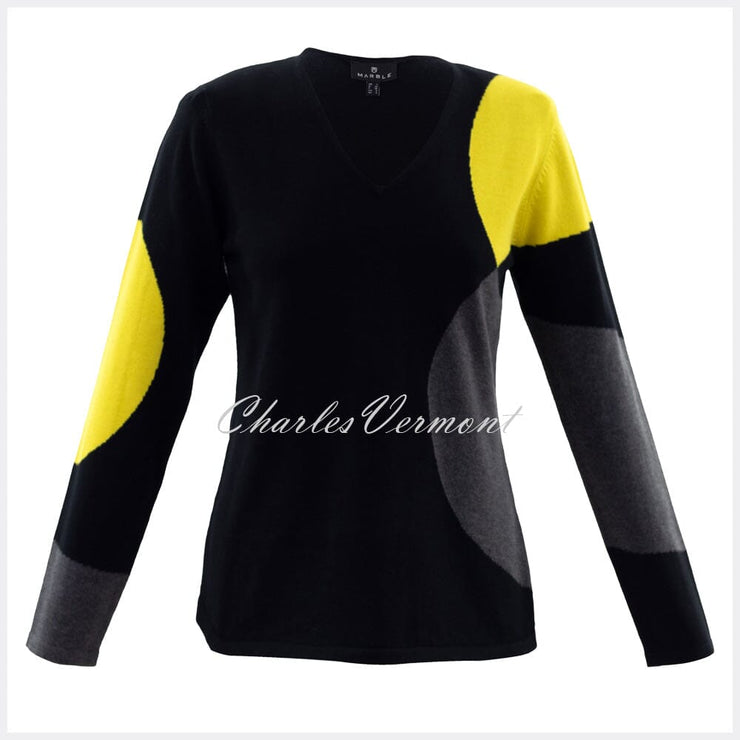 Marble Sweater – Style 5871-189 (Black / Charcoal / Chartreuse)