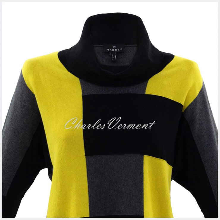Marble Sweater – Style 5872-189 (Chartreuse / Black / Charcoal)