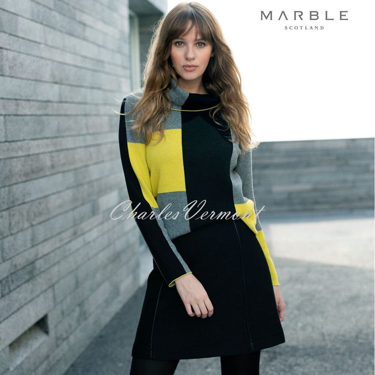Marble Sweater – Style 5904 -189 (Chartreuse / Black / White)