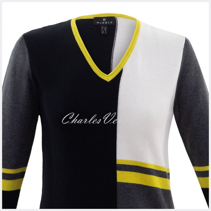 Marble Sweater – Style 5909-189 (Chartreuse / Charcoal / Black / Off White)