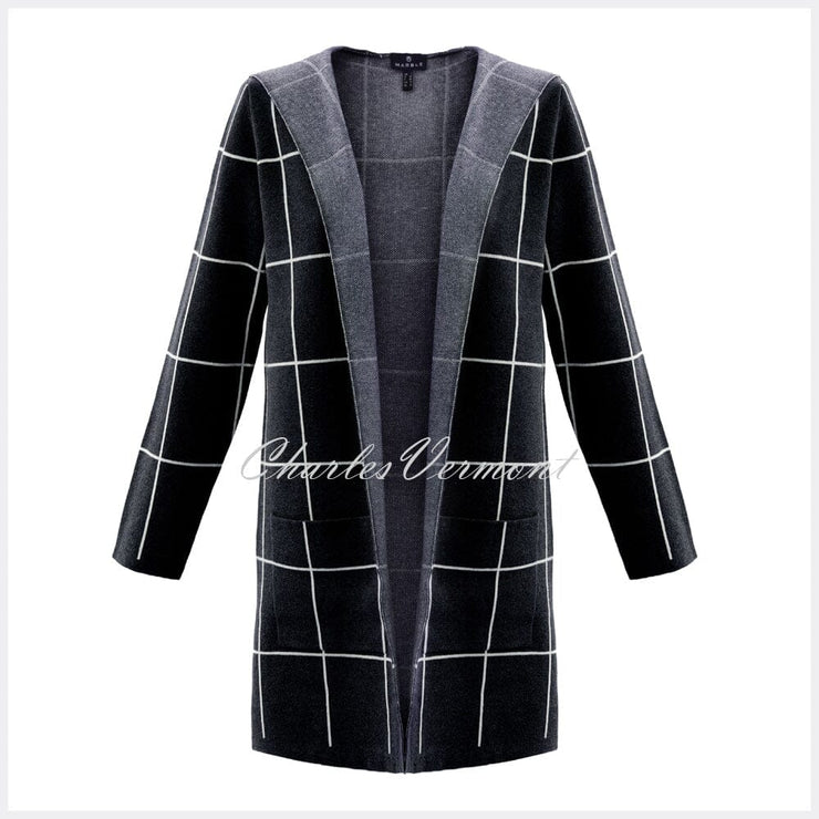 Marble Long-line Cardigan – Style 5919-101 (Black / White)