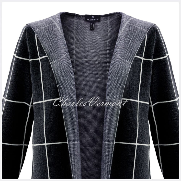 Marble Long-line Cardigan – Style 5919-101 (Black / White)