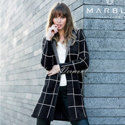 Marble Long-line Cardigan – Style 5919-101 (Black / White)