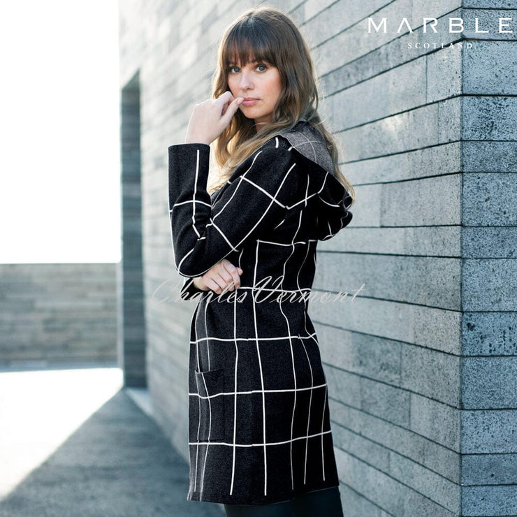 Marble Long-line Cardigan – Style 5919-101 (Black / White)