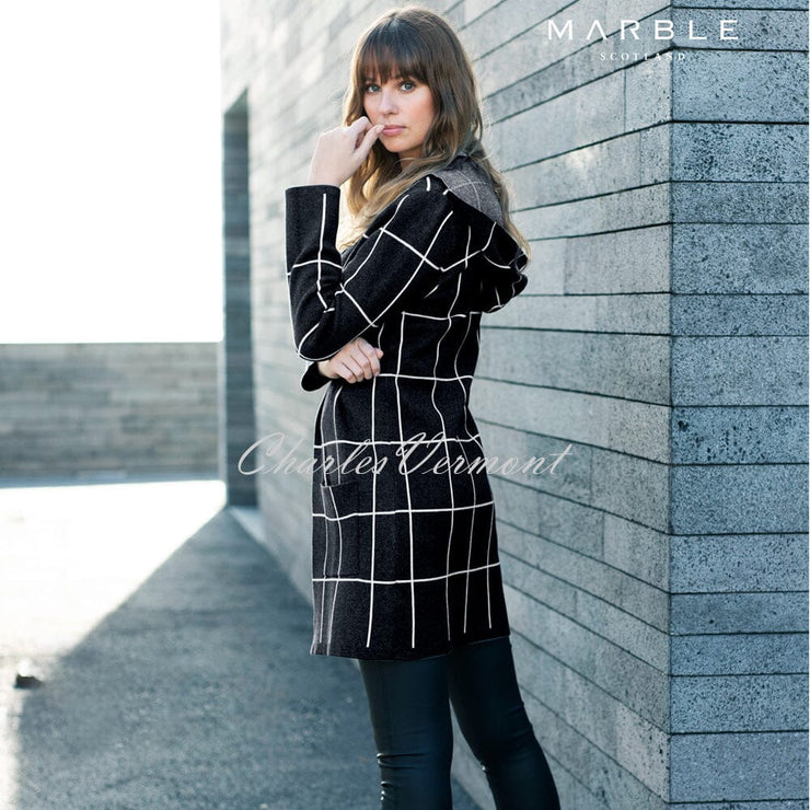 Marble Long-line Cardigan – Style 5919-101 (Black / White)