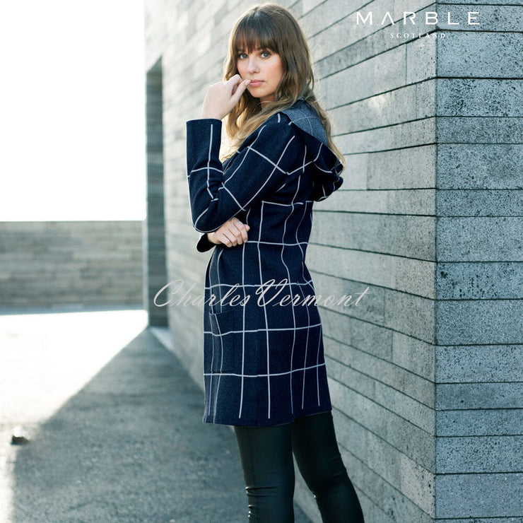 Marble Long-line Cardigan – Style 5919-103 (Navy / White)