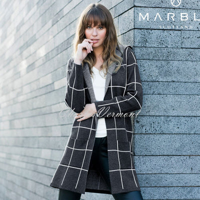 Marble Long-line Cardigan – Style 5919-105 (Charcoal / Off-White)