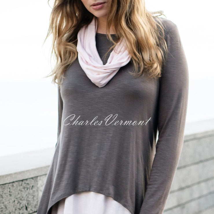 Marble Tunic with Vest Top and Scarf – Style 5931-120 (Mocha / Pale Pink)