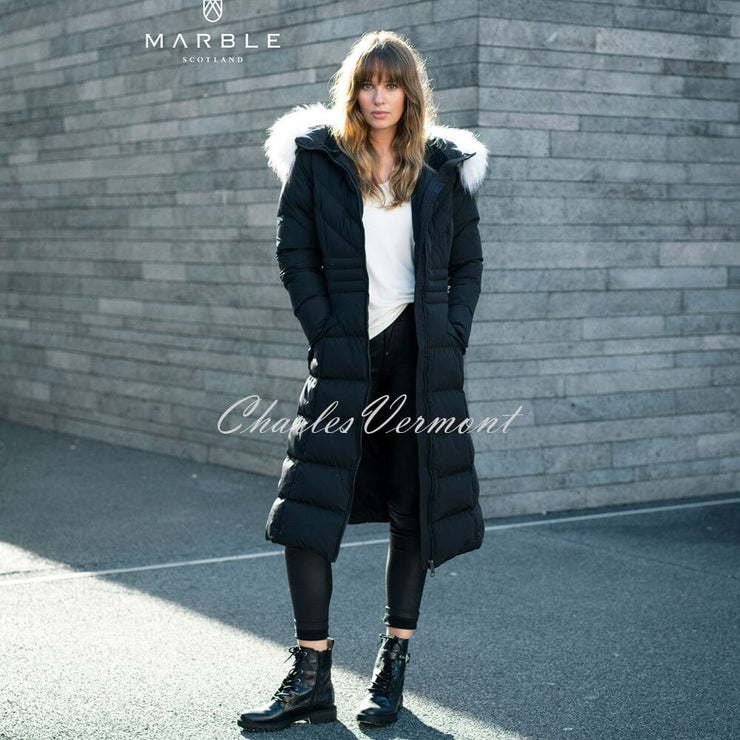 Marble Longline Coat – Style 5947-101 (Black)