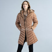 Marble Medium Length Quilted Coat – style 5948-165 (Camel)