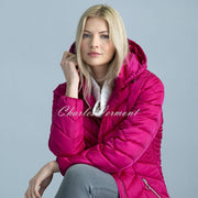 Marble Medium Length Quilted Coat – style 5948-181 (Raspberry)