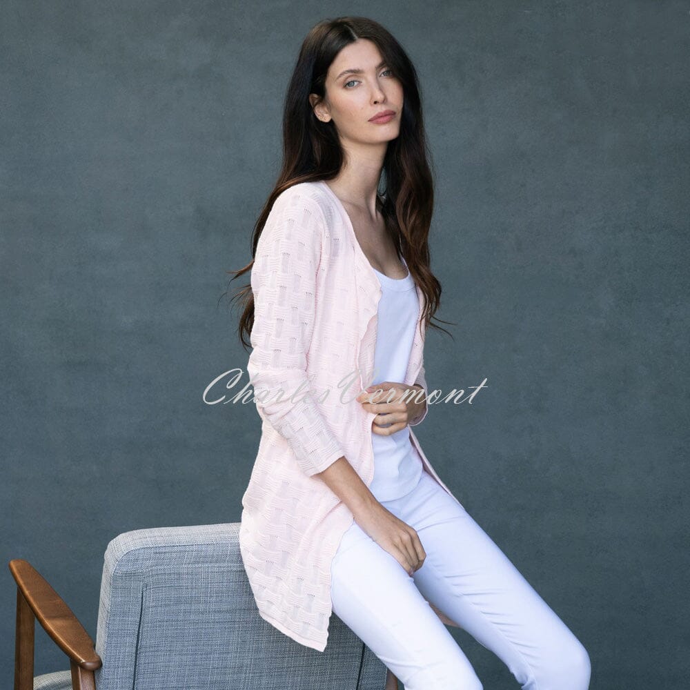 Marble Longline Cardigan – Style 6001-120 (Pale Pink) Charles