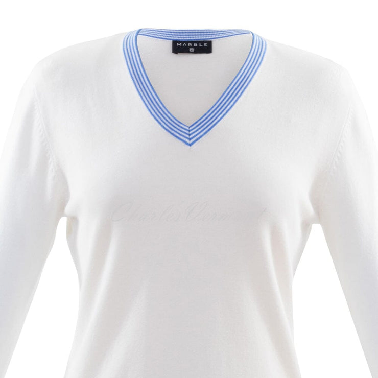 Marble Sweater – Style 6018-190 (White / Azure Blue)