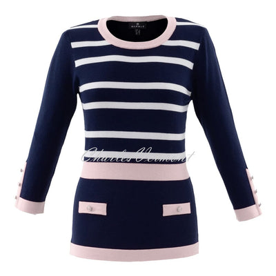 Marble Sweater – Style 6020-120 (Navy / White / Pale Pink)