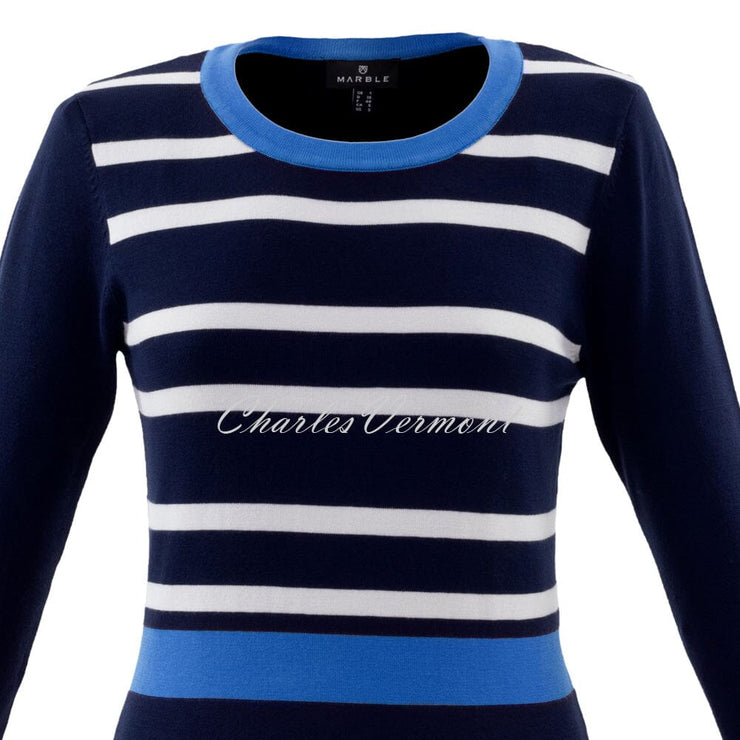 Marble Sweater – Style 6020-190 (Navy / White / Azure Blue)