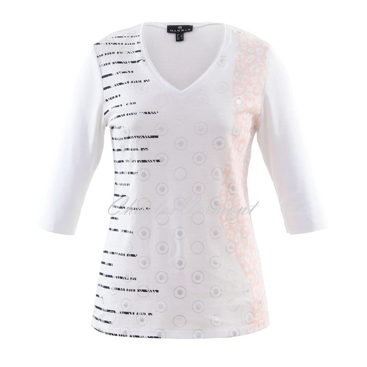 Marble Top – Style 6063-120 (White / Pale Pink / Silver)