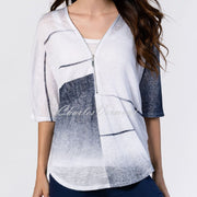 Marble Two-Piece Top – Style 6090-103 (White / Navy)