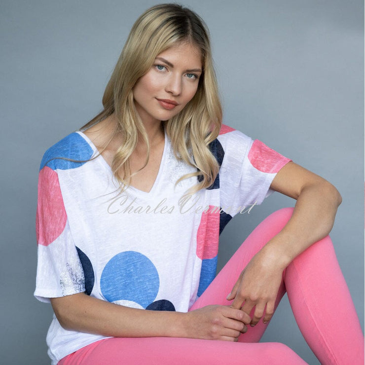 Marble Two-Piece Top – Style 6095-135 (White / Navy / Azure Blue / Watermelon)