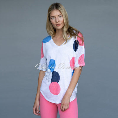 Marble Two-Piece Top – Style 6095-135 (White / Navy / Azure Blue / Watermelon)