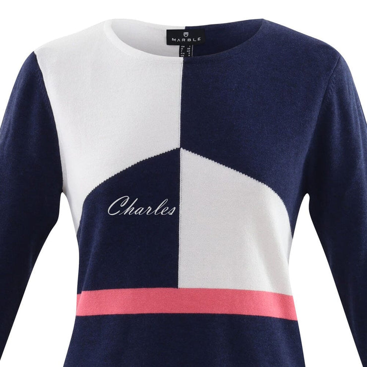 Marble Sweater – Style 6101-135 (Navy / White / Watermelon)