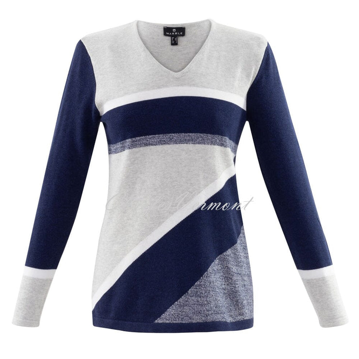 Marble Sweater – Style 6103-106 (Light Grey / Navy / White)