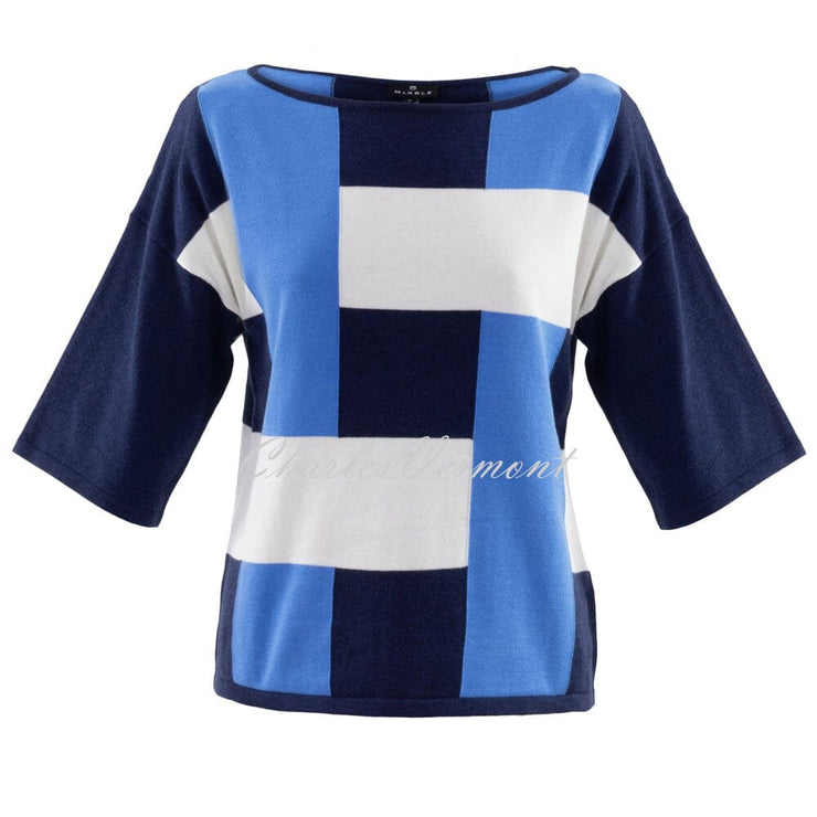 Marble Sweater – Style 6112-190 (Azure Blue / Navy / White)