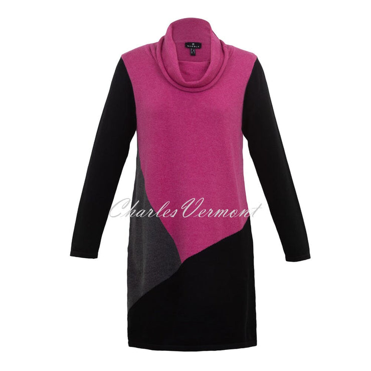 Marble Cowl Neck Tunic – style 6355-181 (Raspberry / Grey / Black)