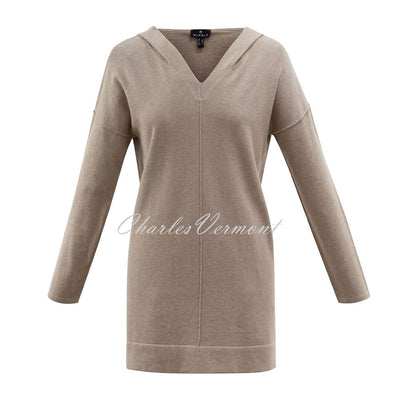 Marble Longline Hoodie Sweater – style 6359-166 (Light Camel)