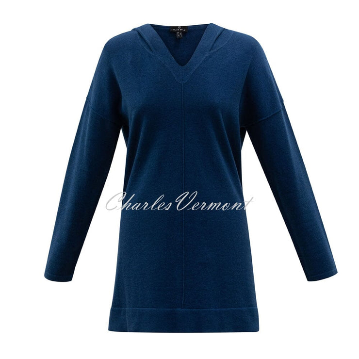 Marble Longline Hoodie Sweater – style 6359-170 (Marine)