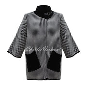 Marble Funnel Neck Cardigan – style 6363-104 (Ivory / Black)