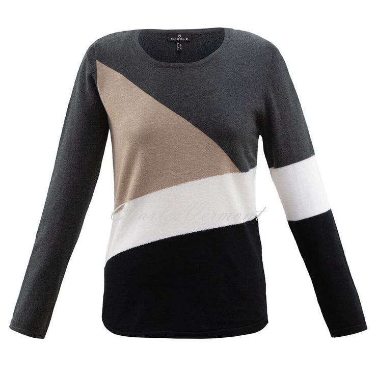 Marble Block Colour Sweater – style 6368-166 (Light Camel / Multi)
