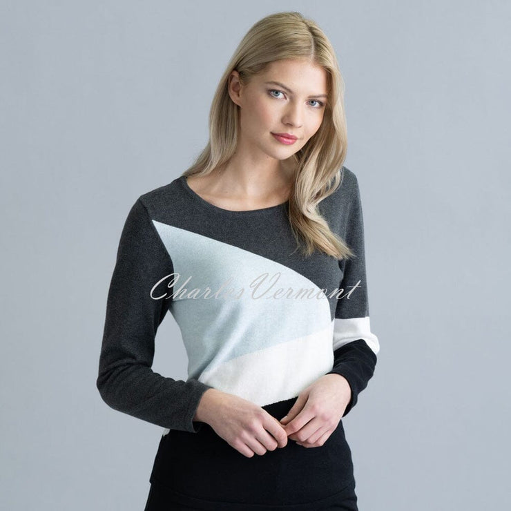 Marble Block Colour Sweater – style 6368-167 (Ice Blue / Multi)