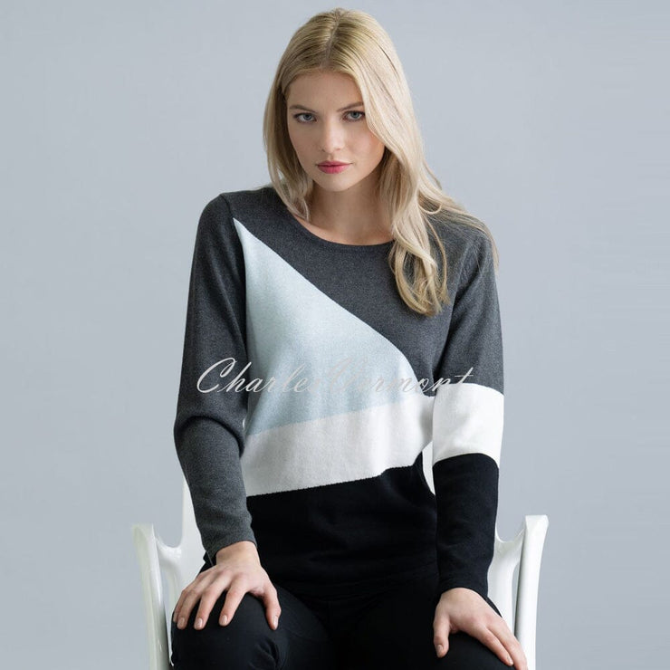 Marble Block Colour Sweater – style 6368-167 (Ice Blue / Multi)