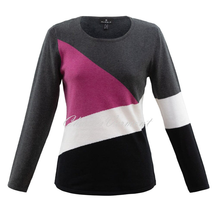 Marble Block Colour Sweater – style 6368-181 (Raspberry / Multi) 